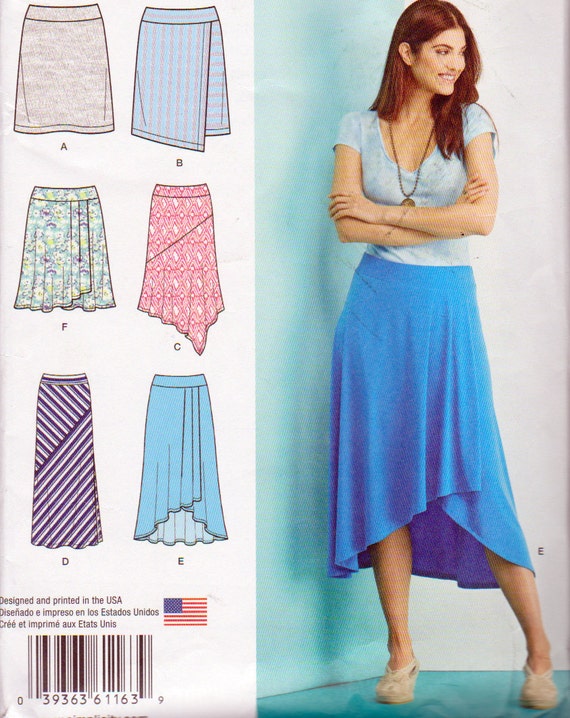 Simplicity 1163 Misses Size 14 to 22 Asymmetrical Knit Skirt