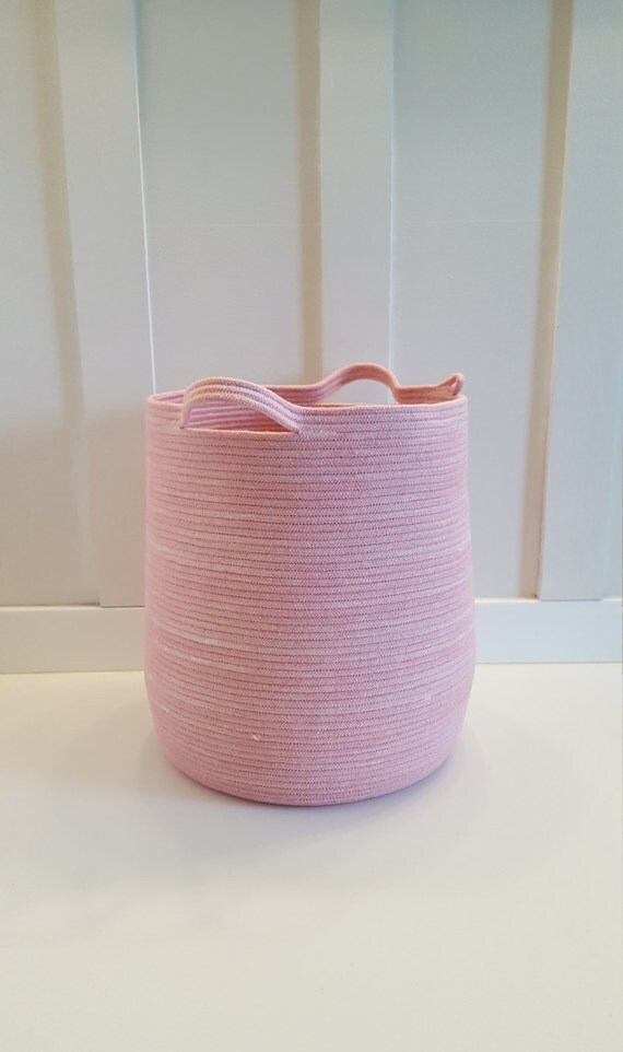 Extra Large Ballet Pink Rope Basket with Handles