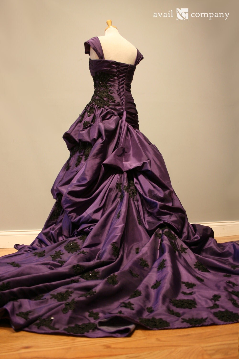 Purple and Black Gothic Wedding Dress Ball Gown Angela Style