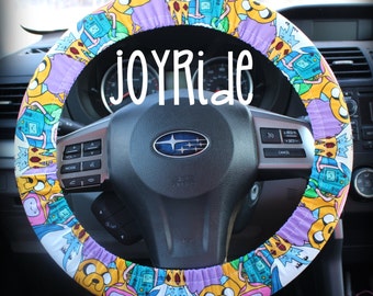 Steering Wheel Cover Adventure time w/ Matching Keychain Option - Princess Bubblegum Lumpy Beemo Ice King Present for Girls Car Accessories
