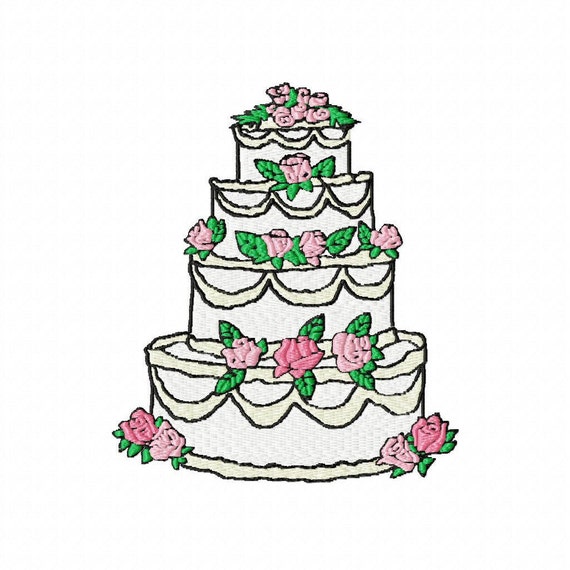  Wedding  Cake  with Roses Machine Embroidery  Design  2 