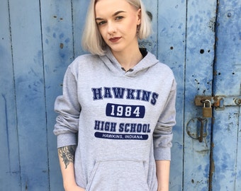 Stranger Things, Hawkins High | Grey/Black Contrast Hoodie