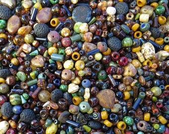 15mm to 3mm Fall Bead Soup Mix Different Shapes and Sizes Czech Glass Beads 40 Grams (AS21) SE