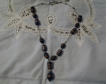 Vintage venetian Murano Aventurine and wedding cake necklace