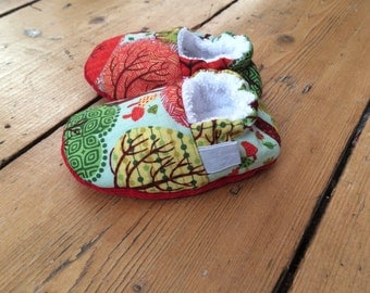 Forest Trees Print Baby Shoes, Soft Sole Baby Shoes, Toddler slippers, Baby booties