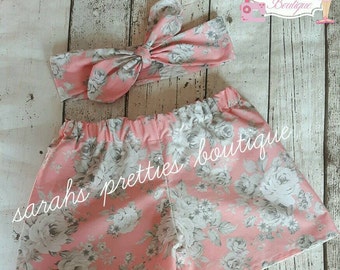 Pink floral shorts