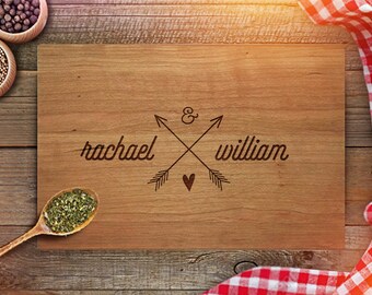 Custom Cutting Board Wedding Gift - Personalized cutting board gift - Engraved Cutting Board with Couples Name - Custom cheese board CB205