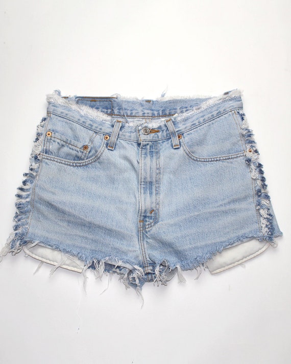 Vintage Levi's reworked fringed cut off jean shorts