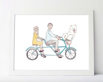 Custom Couple Portrait, family portrait illustration, mothers day gift, anniversary gift, engagement present, couples gift, personalized