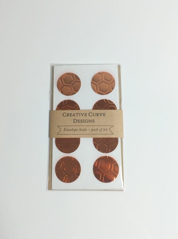 Embossed Copper Metallic Circle Stickers Envelope Seals