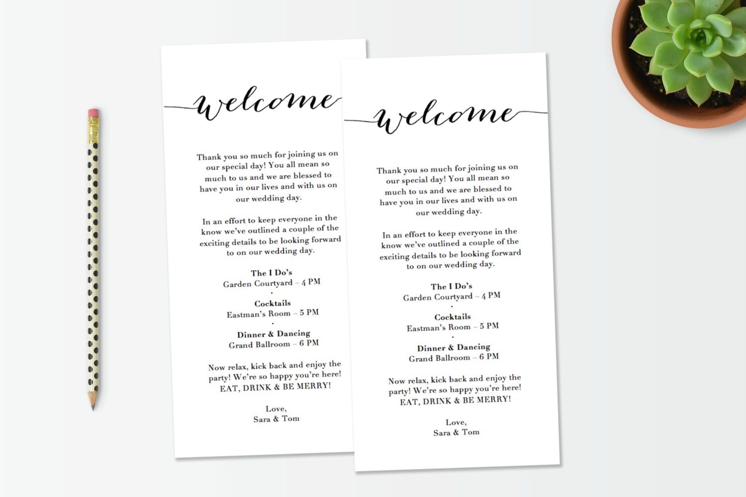 Lux Welcome Card 4x8 inches DIY Template Printable
