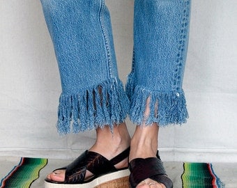 Vintage Levis 501s High Waist Repurposed Fringed Denim jeans - Sz 30