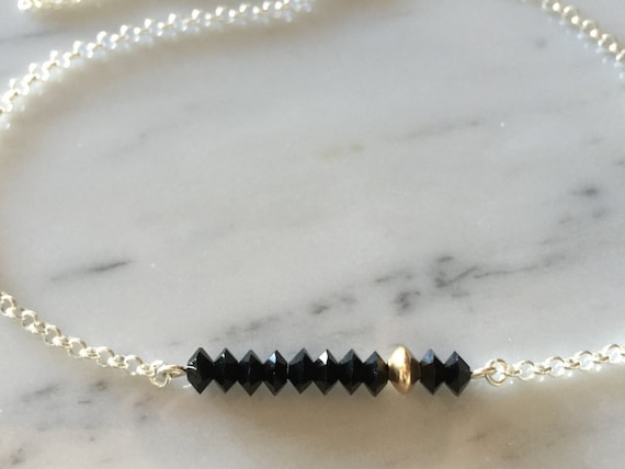 Swarovski Jet Crystal Bar Necklace