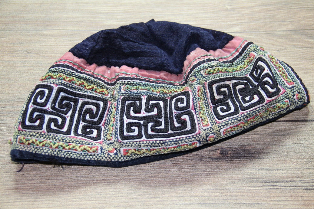 Vintage Hmong hat is sewn by hand