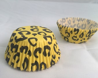 Yellow black cheetah baking cupcake liners #25