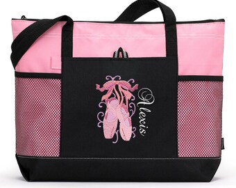 Dancer / Ballet Personalized Zippered Tote Bag with Mesh Pockets, Beach Bag, Boating