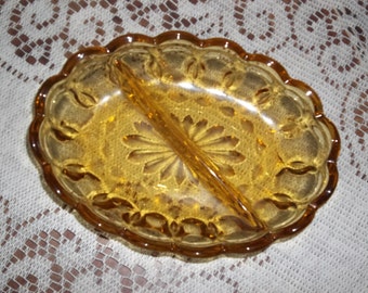 Anchor Hocking amber divided relish dish