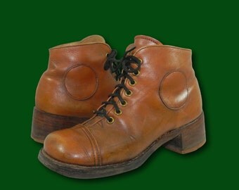 RARE Vintage 1960's FRYE Black Label Brown Leather Cap Toe Ankle Boots Sz 7 B