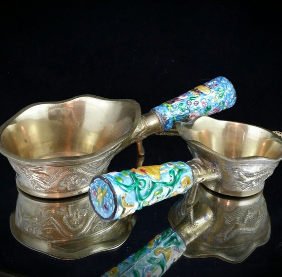 Antique Chinese Bronze Enamel Ashtray Set Chinese Cloisonne