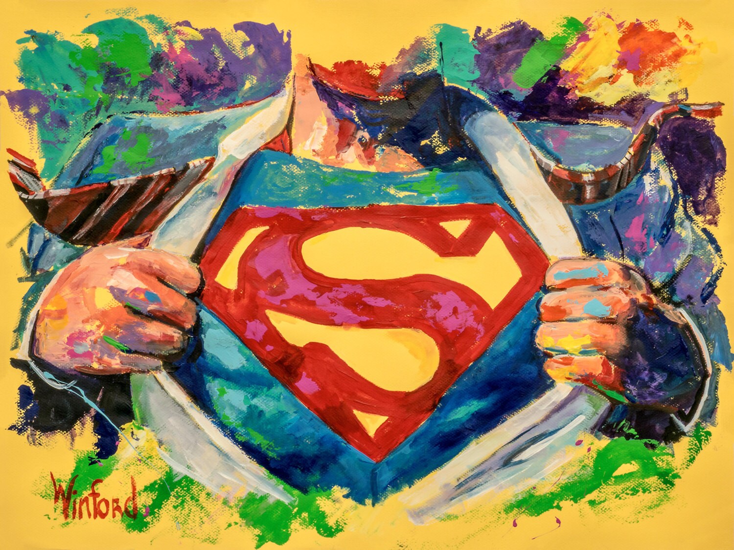 70 SALE SUPERMAN FineArt Canvas Print From a HandPainted