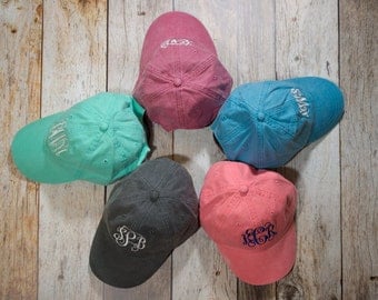 Monogrammed Baseball Cap, Embroidered Hat, Monogram Hat, Personalized Hat, Custom Hat, Monogrammed Hat, Distressed Hat, Circle Monogram