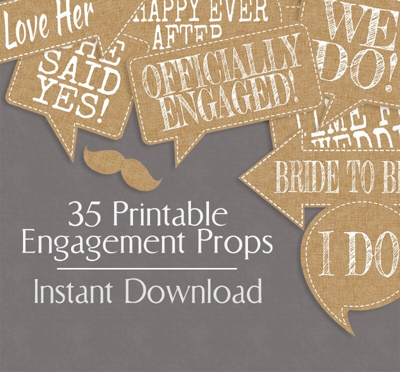 35 Rustic Engagement Photo Booth Prop Printables Burlap