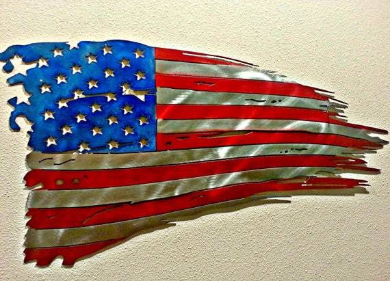 Old Glory Tattered American Flag Metal by StraightEdgeMetalArt