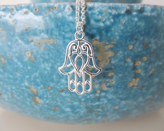 Sterling silver hamsa necklace, hamsa necklace, yoga necklace
