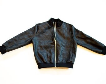 Black Faux Leather Bomber Jacket Baby/Toddler/Child