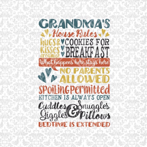 Grandma's House Rules Subway Art SVG STUDIO Ai EPS