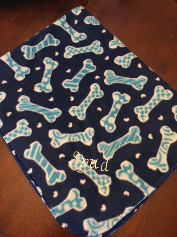 Large Personalized Blue Dog Blanket with Multi by MFamilyCrafts
