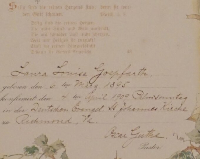 German Confirmation Certificate