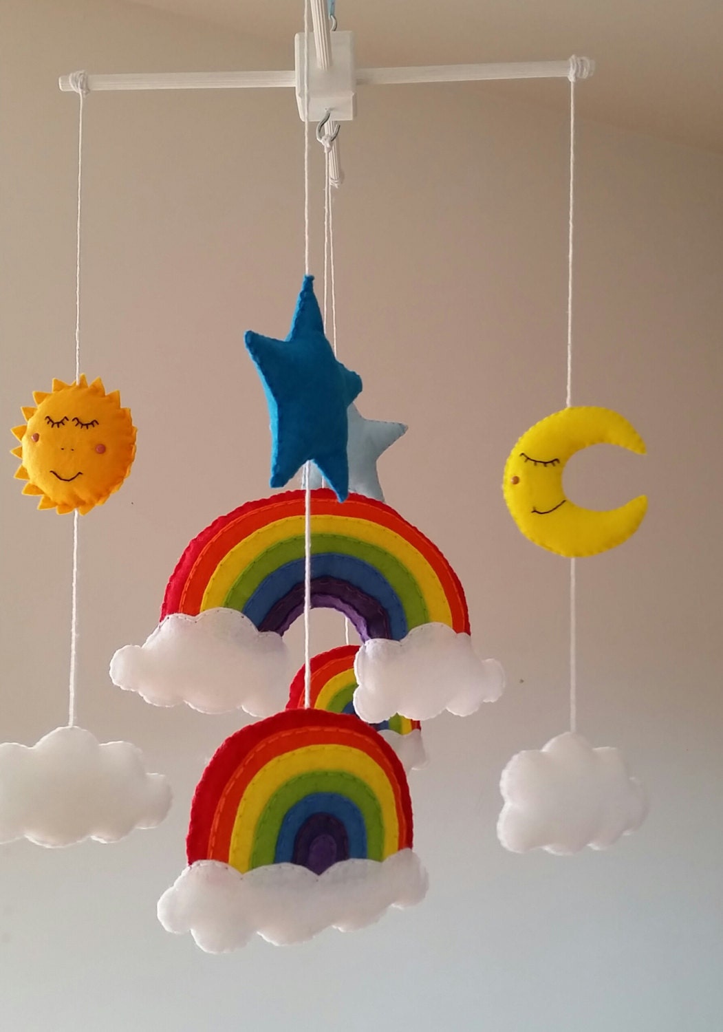Rainbow baby mobile cot mobile crib mobile nursery mobile