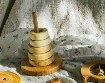 Baby Stacking Toy/ Wooden Stacking Toy/ Wooden Toy/ Ring Stacker/ Organic Toy/ Educational Toy/ Montessori toy