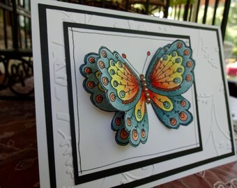 Butterfly Card, Blank All Occasion Card, Fancy Card, Stamped 3d Greeting, Pretty Card For Mom Best Friend Sister,Mothers Day Birthday Love