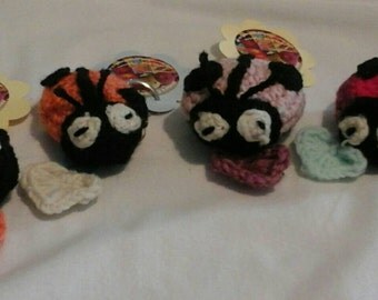 Amigurumi lovebug ladybird keyrings