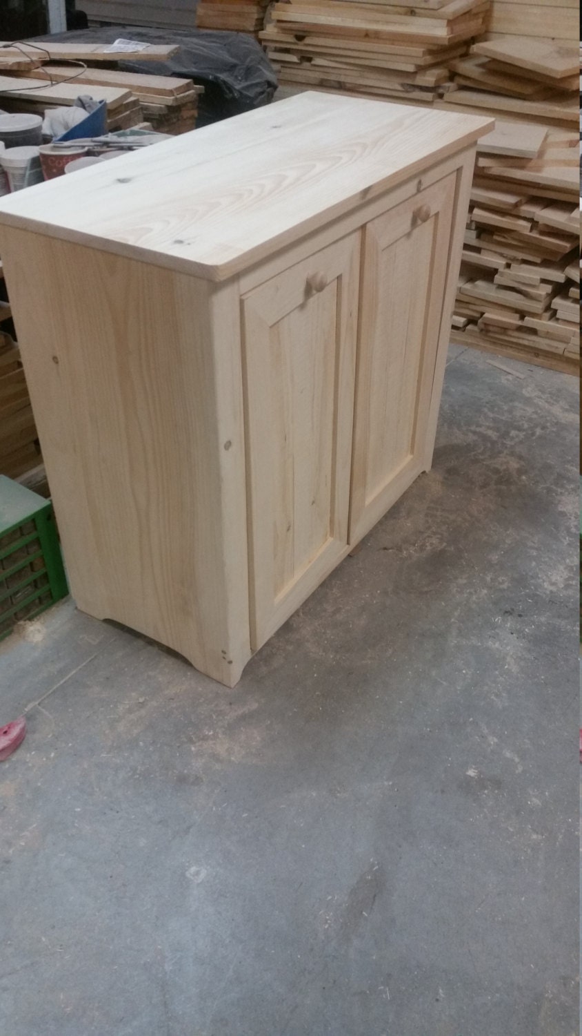 double trash box recycling bin primitve wooden trash bin trash