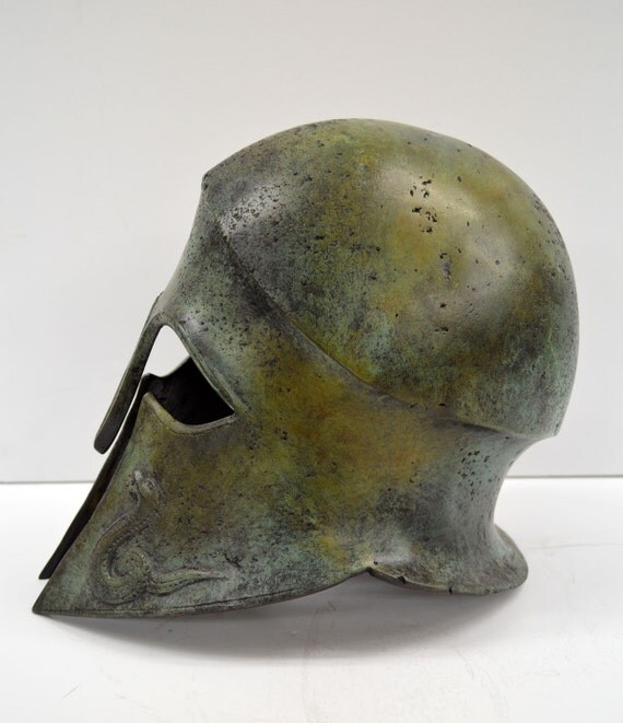 Helmet Snake carved solid bronze Ancient Greek by GreekDemigods