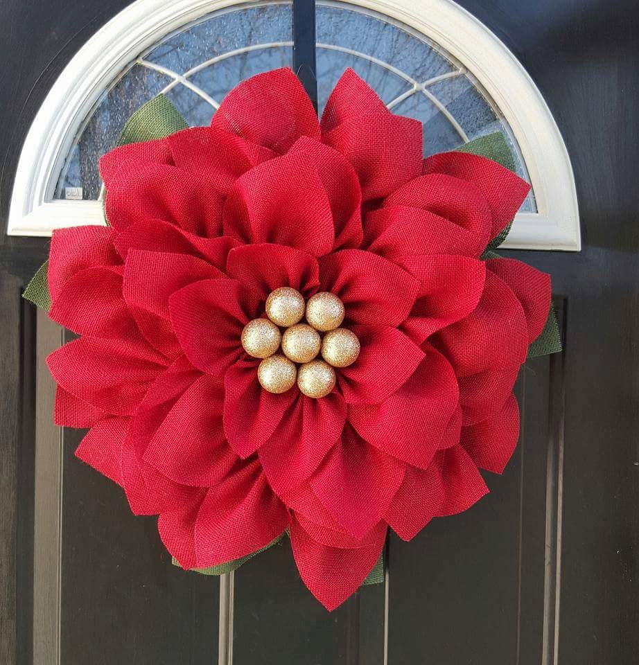 Poinsettia wreath Burlap Flower wreath by Loveshouseofburlap