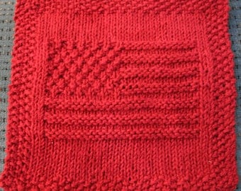 American Flag Knit Dishcloth Pattern Only *PDF Digital Download*
