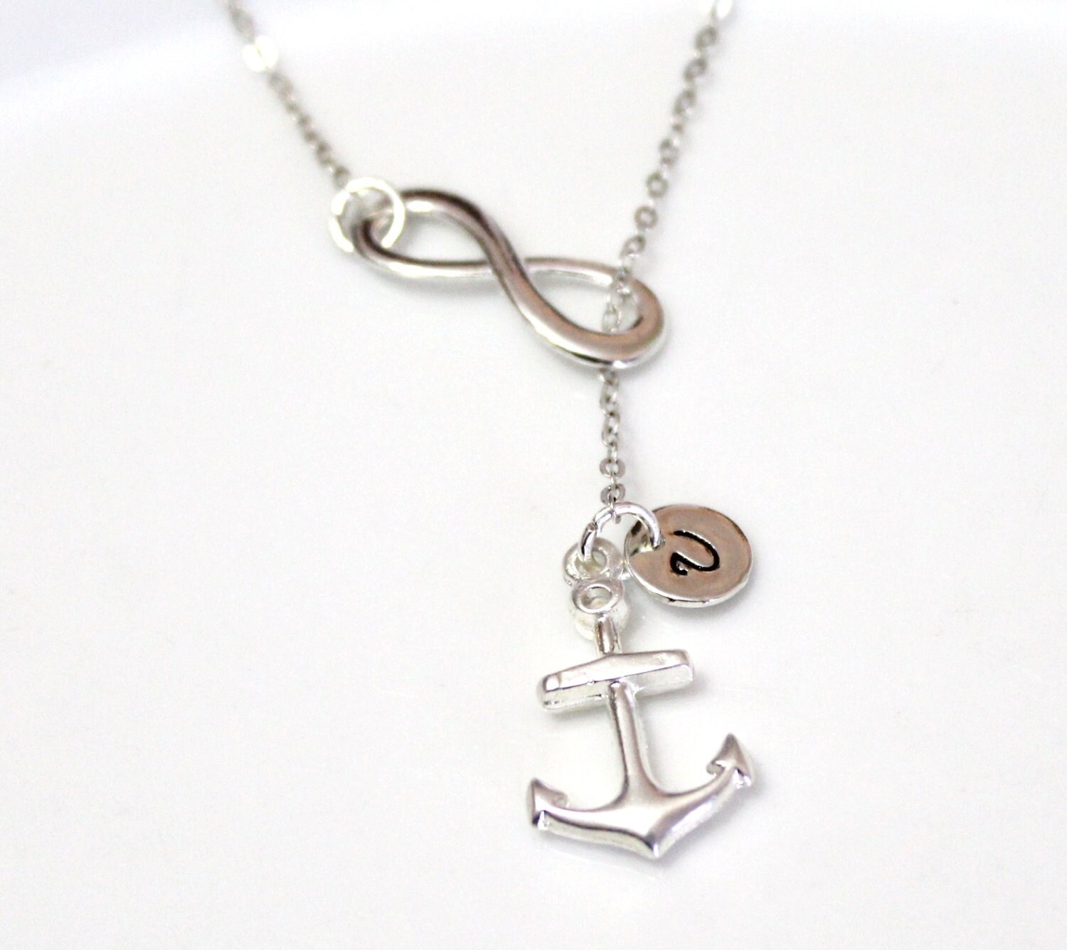 Lariat Infinity Anchor NecklaceSimple NecklaceNautical