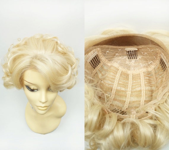 Lace Front Short Blonde Retro Curly Wig. Doris Day Style Wig.