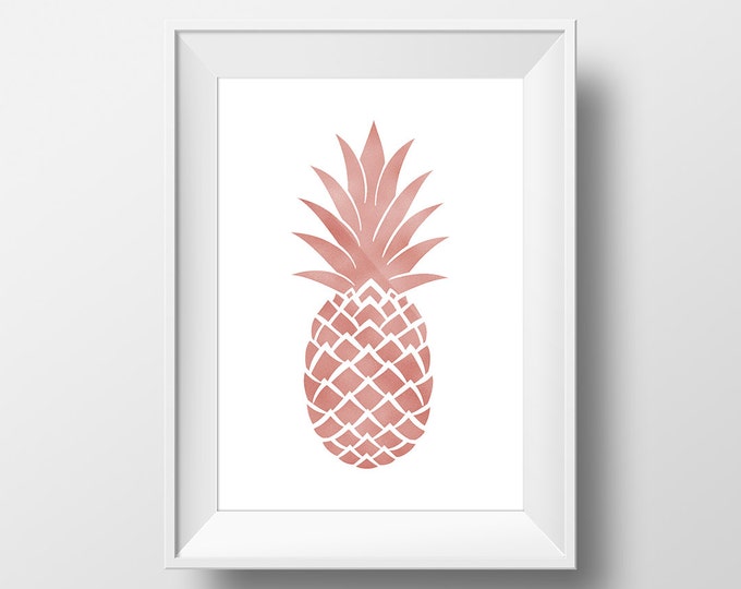 Rose Gold Pineapple Poster / 50X70 Pineapple Poster / Pink Pineapple Printable Poster / Modern Poster / Tropical Wall Art