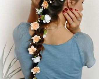 Flower Hair Garland Bridal flower crown Wedding Hair Flowers Head Wreath Flower Crown Cherry Blossoms White Bridal Wreath LV12