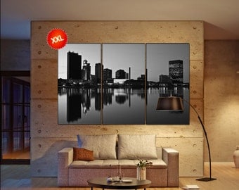 Toledo canvas art prints large wall art black white canvas print Downtown of Toledo skyline USA City Cityscape skyline City Office Decor