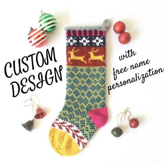 Hand Knit Christmas Stocking Custom Designed & Personalized