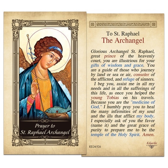 Prayer to St. Raphael Archangel Laminated by shopcatholiccompany