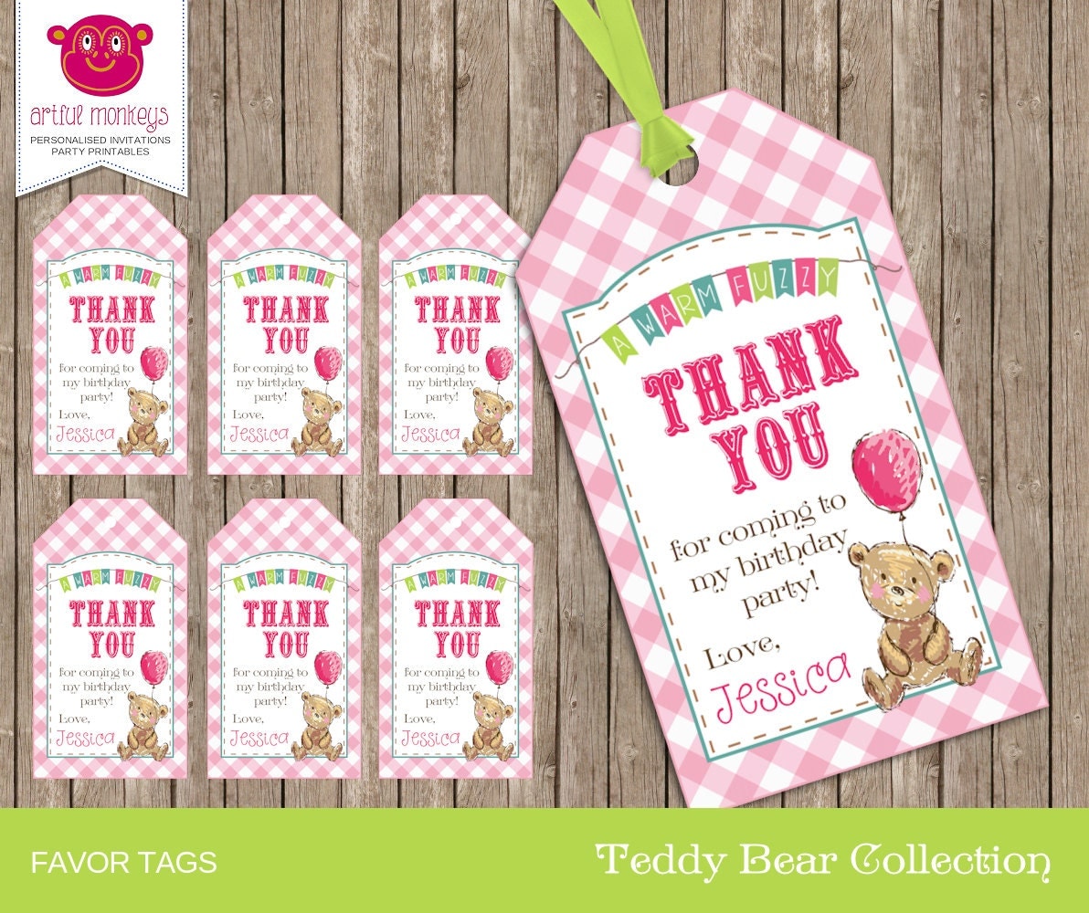 printable teddy bears picnic favor tags personalized