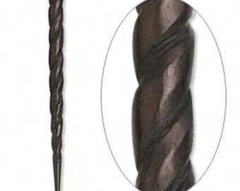 Black Hair Stick, Bone Hair Stick, Carved Twist Hair Stick, 4 to 4-1/2 inch, 2 each, D606