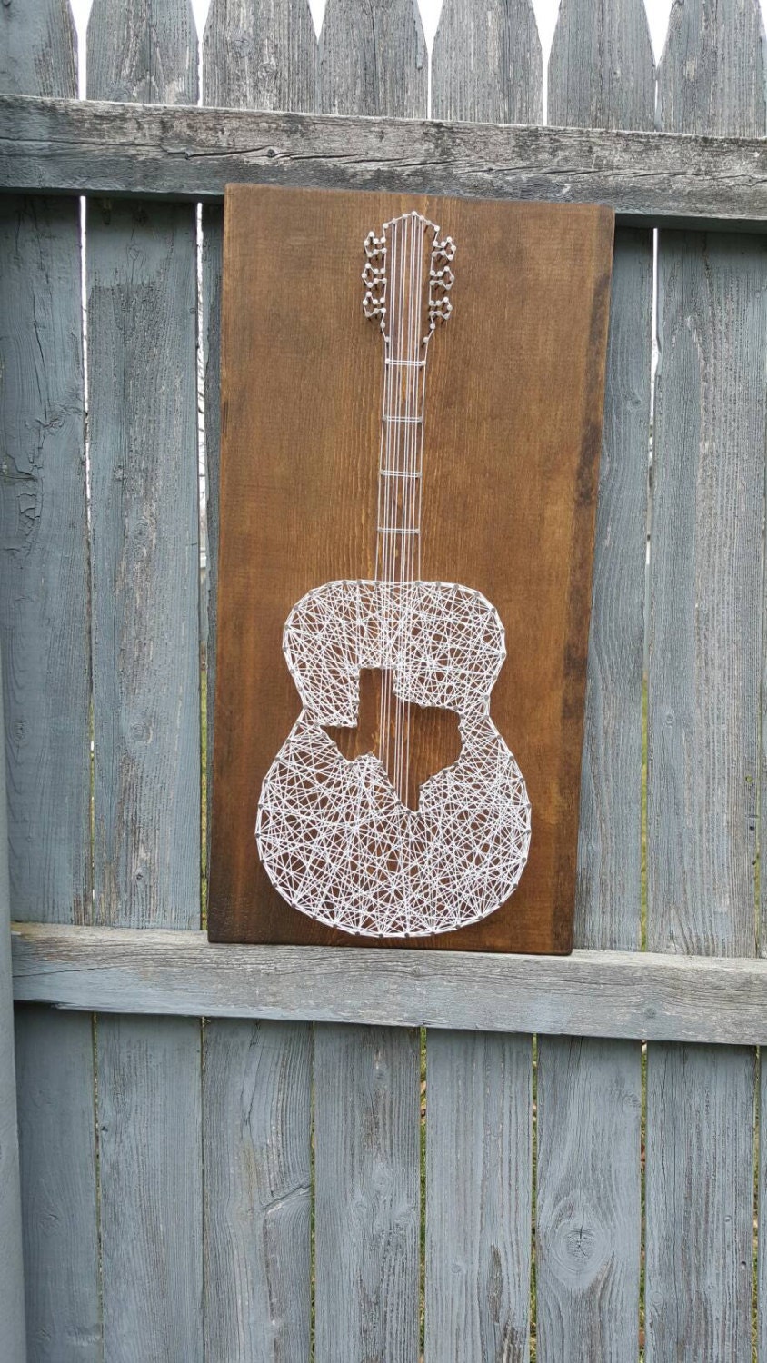 Texas Acoustic Guitar String Art